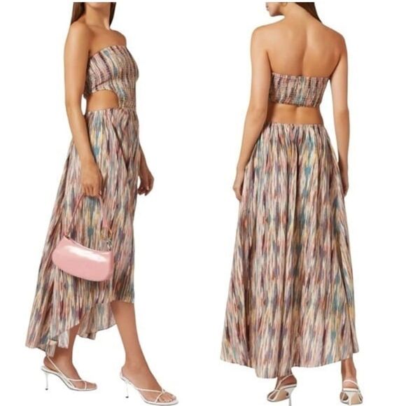 MISA Myka Ikat Strapless Cutout Smocked Cotton Blend Dress Size XS NWT $ 415.00 - Picture 1 of 6